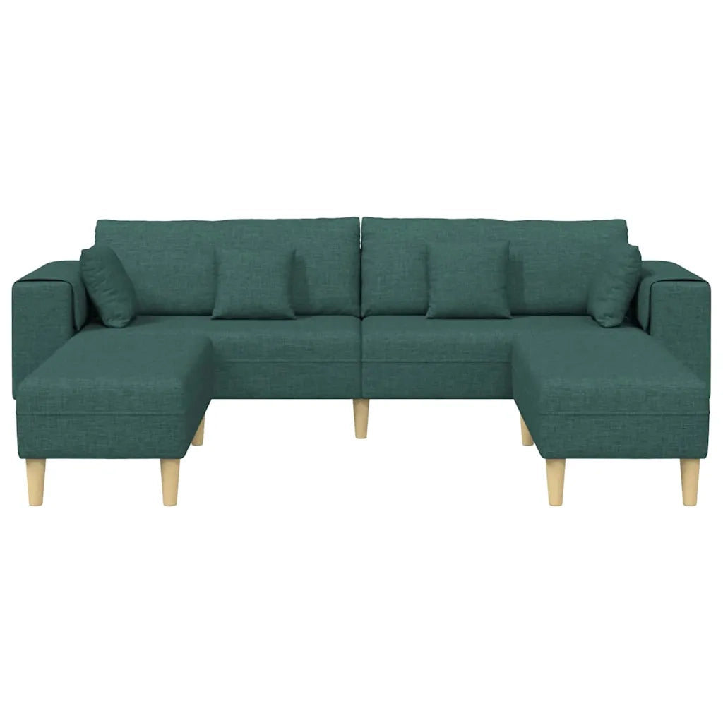 Divano in tessuto con cuscino 3 pcs Verde Scuro 208 cm Tessuto
