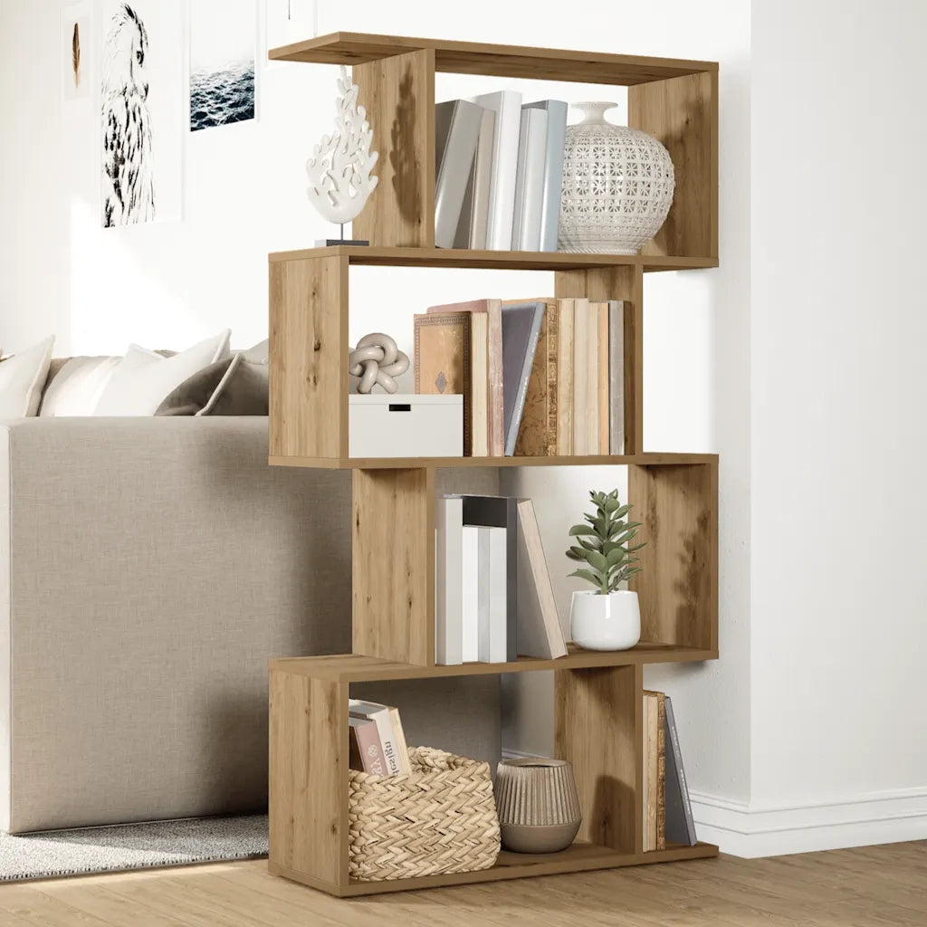 Libreria 4 Ripiani Rovere Artigianale 70x24x129 cm Truciolato 858110