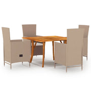 Set Mobili da Pranzo per Giardino 5 pz Beige  cod mxl 45983