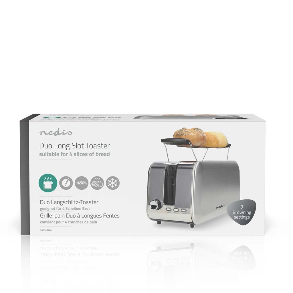 Tostapane con 7 livelli di tostatura 1450W Argento Nedis
