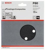 2608605124 - Fogli abrasivi F355, confezione da 5 pz. 150 mm, P80