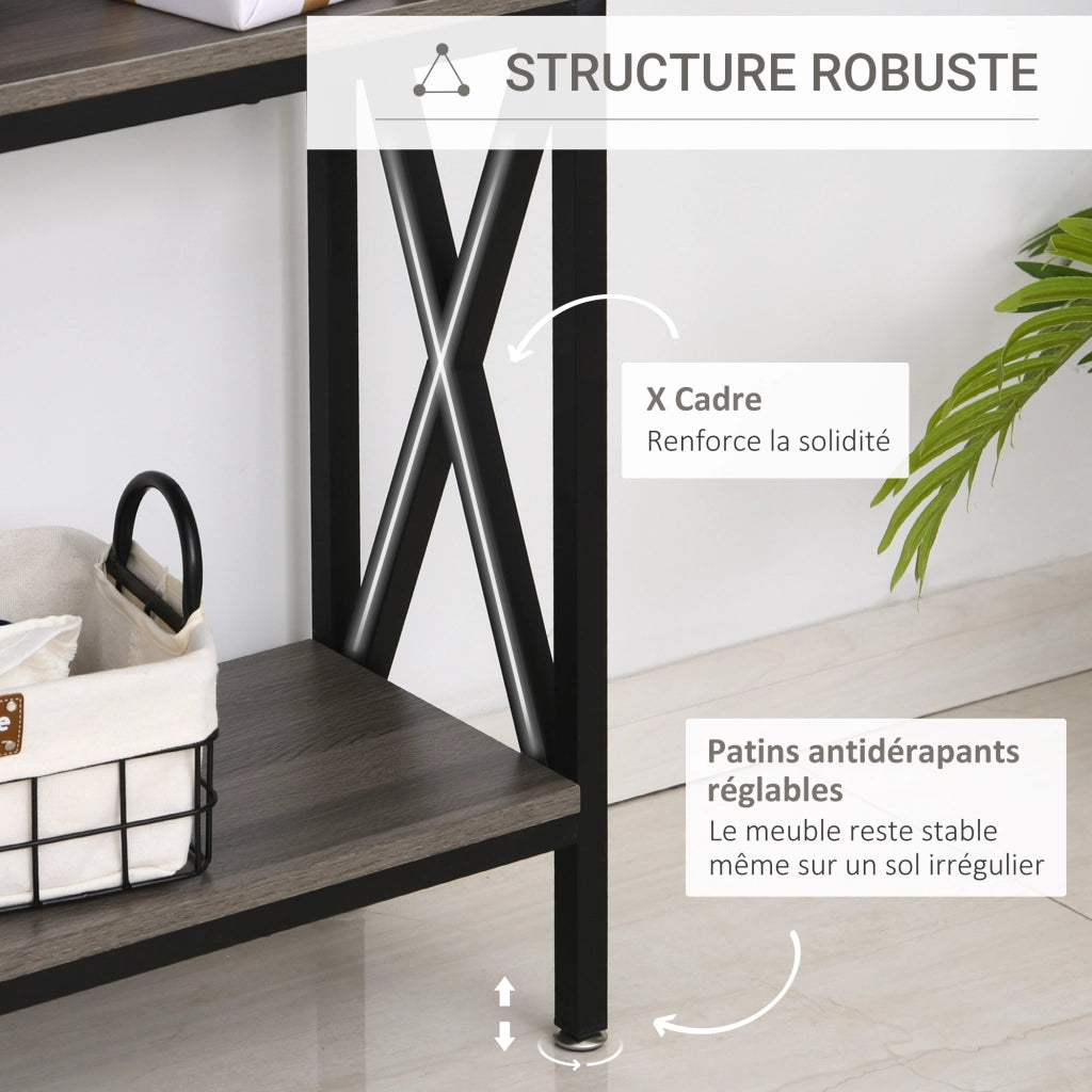 Tavolo Consolle da Ingresso Industriale Multifunzione ¨C zephmum ¨C 120x23.5x75 cm Legno Grigio