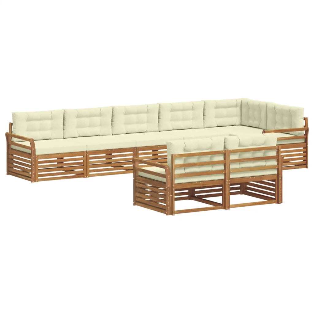 Set di divani da esterno con cuscino 8 pcs Naturale e Crema