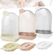 Set di sapone per la strada - Box di sapone in silicone con spazzola per doccia - Set da 3 pezzi - Bianco e rosa.