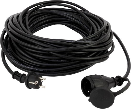 Cavo di prolunga impermeabile per esterni - 25 metri - 3680 W - H05RR-F - nero