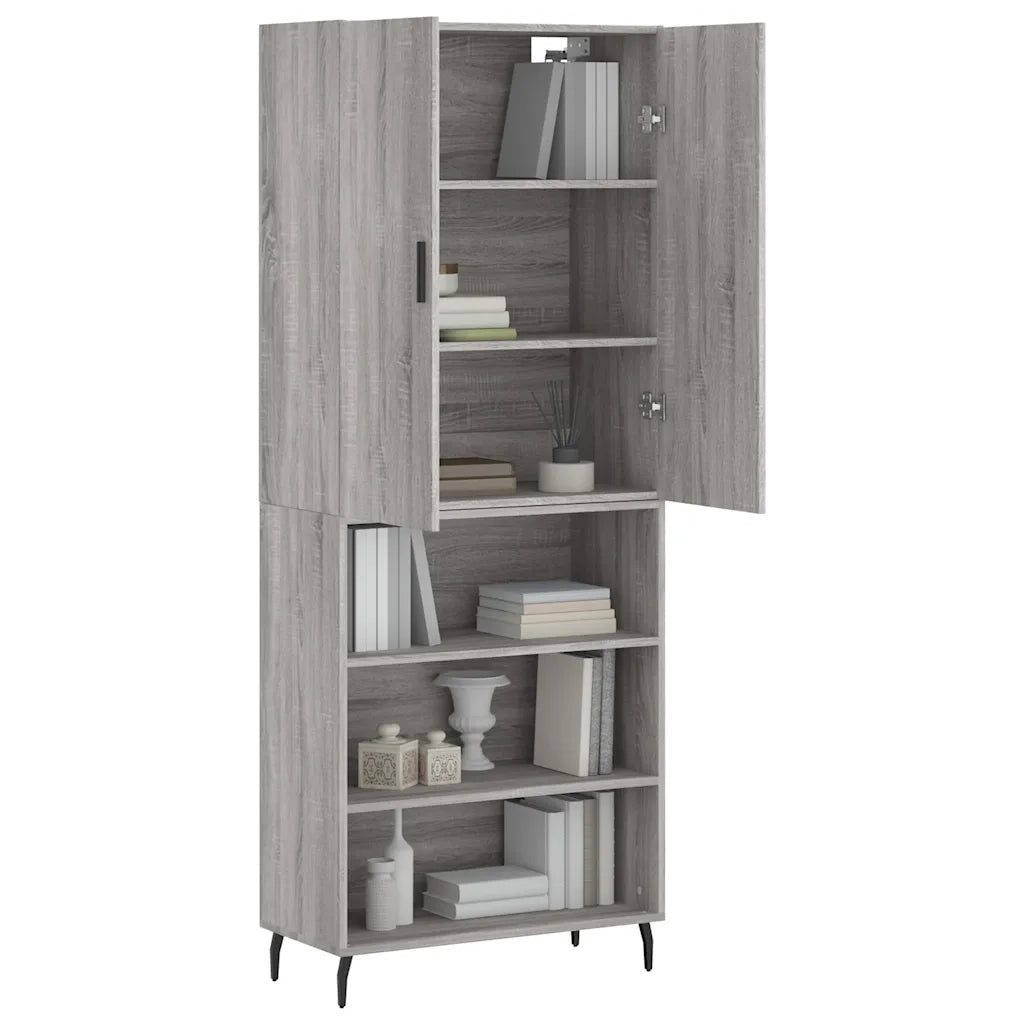 Credenza Grigio Sonoma 69,5x34x180 cm in Legno Multistrato 3196089