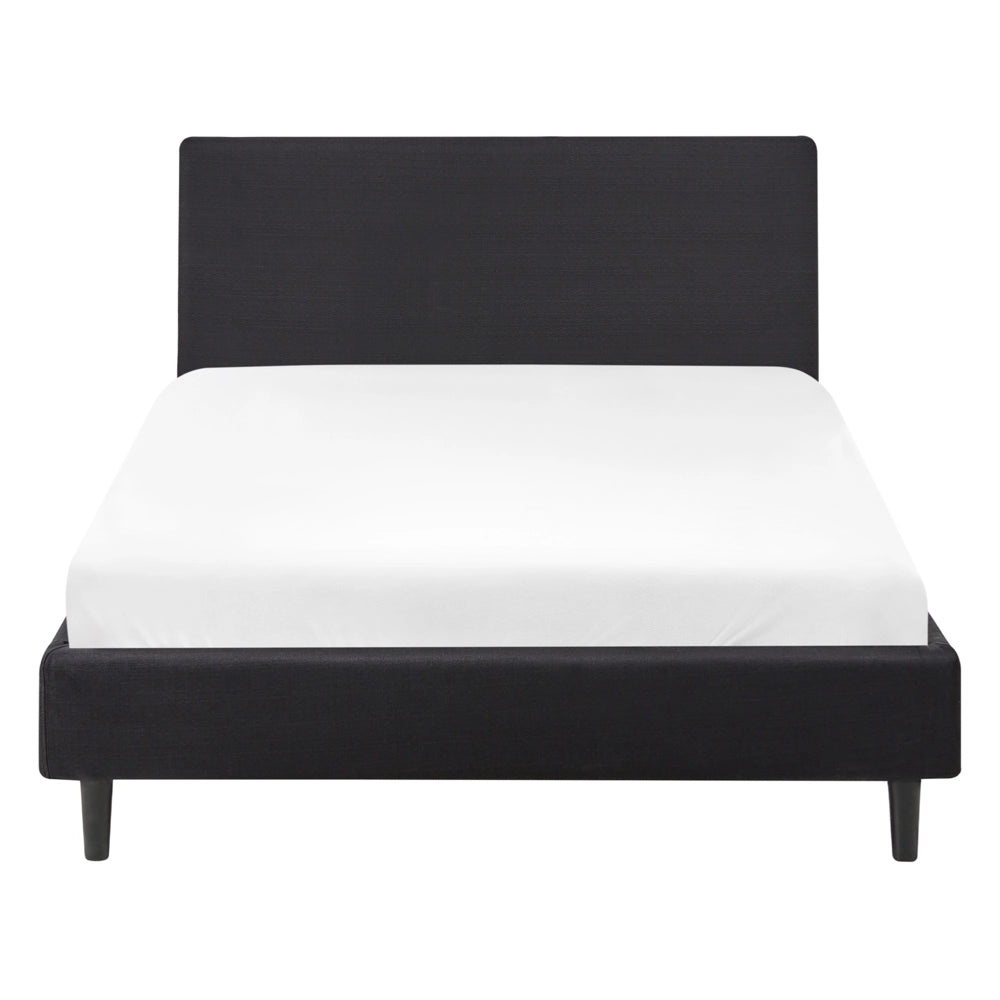 Letto matrimoniale in tessuto nero 120 x 200 cm con rete stile contemporaneo