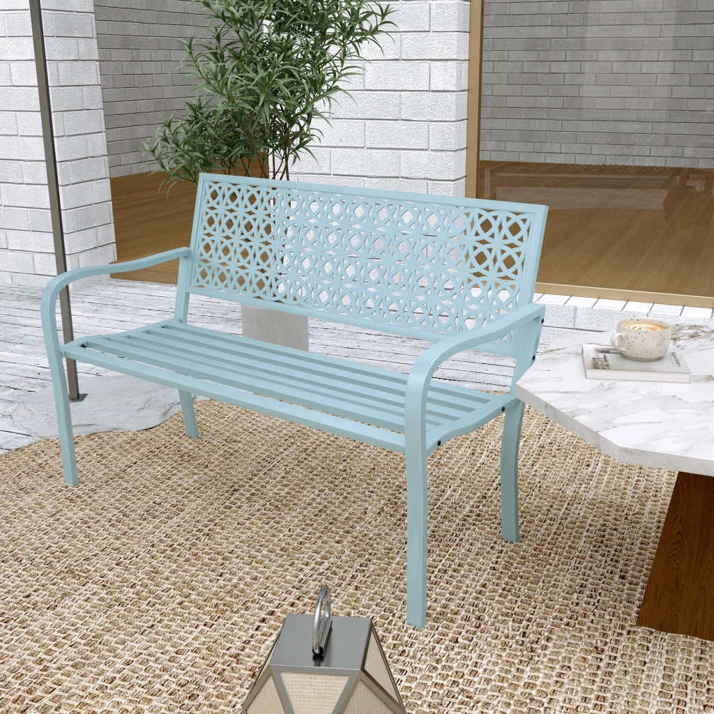 Panchina da Giardino ¨C Zephmum ¨C Blu, Acciaio, per 2 Persone