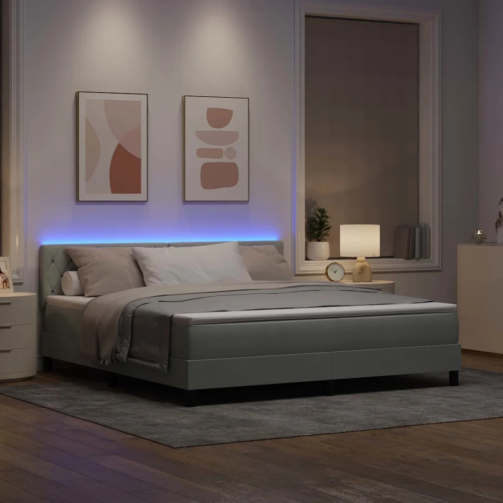 Letto a Sorgente LED con led Grigio chiaro 180 x 200 cm Velluto 3342602