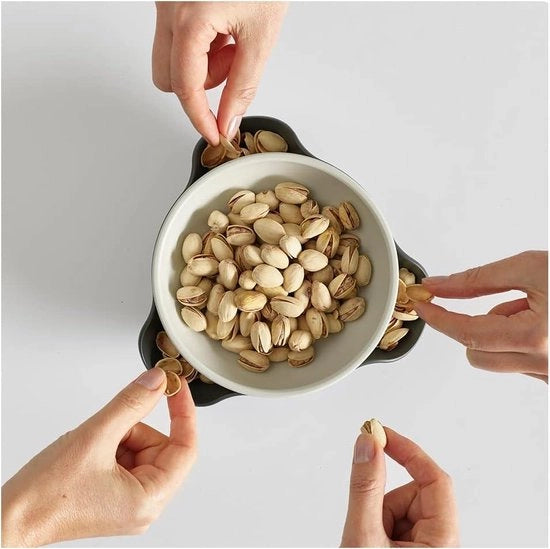 Servizio per frutta e verdura con contenitore per residui - Olio e noci - Pitti e ciotole - Grigio