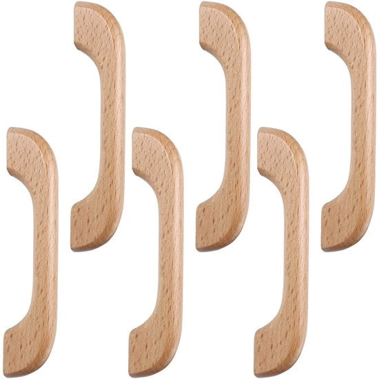 Maniglie in legno per mobili - 6 pezzi - Pulsanti per armadi - Accessori per mobili - Design retro - Materiale duraturo - Installazione semplice