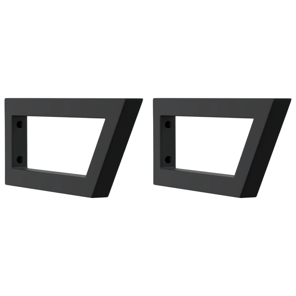 Reggimensole per Lavabo 2 pz-Supporti per mensole a muro Nere Trapezio in Acciaio 930224