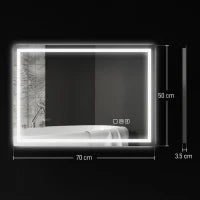 Specchio Bagno Antiappannante con Luce LED Regolabile, Speaker Bluetooth, Pulsanti Touch, 50x70 cm