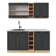 Vicco Cucina completa Antracite casa di campagna/rovere dorato 160 cm , PL Marmo