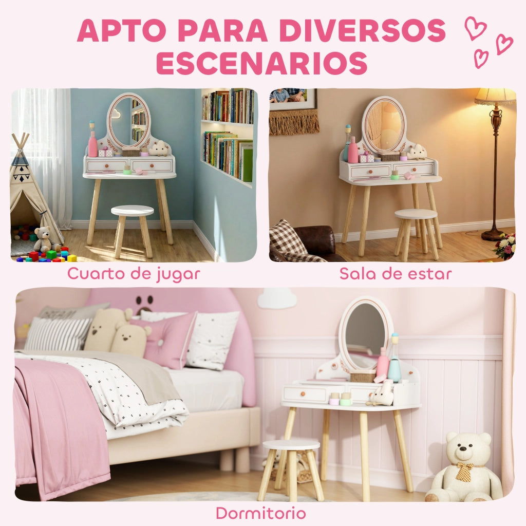 Tocador de Maquillaje con Specchio e 2 Cassetti ¨C zephmum ¨C Bianco