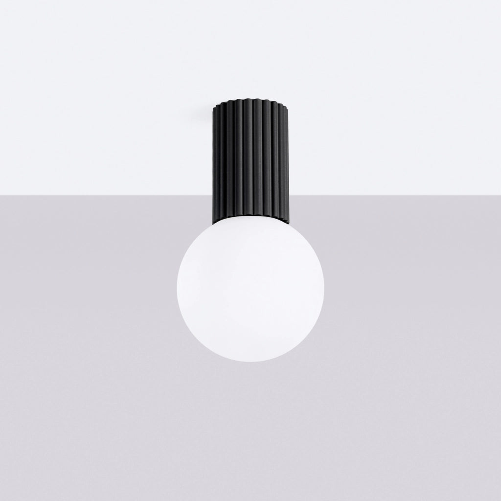 Spot soffitto nero rigato sfera vetro G9 IP44 SFERA