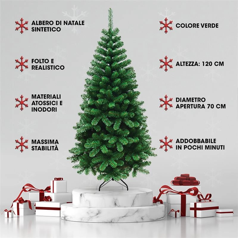 ALBERO DI NATALE ROCCARASO 120 CM VERDE ARTIFICIALE CON 208 RAMI