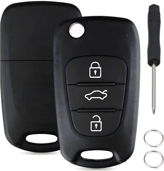 Sostituzione Chiave Auto in Kunststof di Alta Qualità - Adatto per Hyundai/Kia - 3 Tasti - Resistente ai Colpi - Duraturo - Antiscivolo - Contenitore Chiave