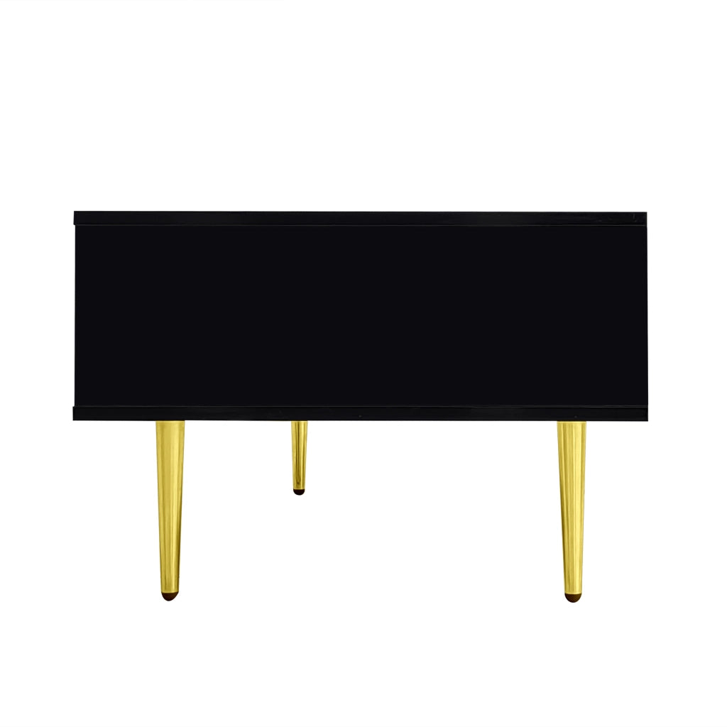 Tavolino da salotto 100x60x41.5 cm; finitura lucida con 2 cassetti; MDF nero