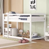 Letto a castello per bambini 6+ anni, 90x200 cm, struttura in legno, senza materasso, Bianco