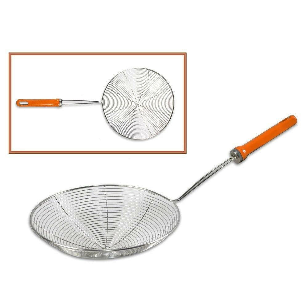 Trade Shop - Schiumarola A Rete Acciaio Per Fritti Frittura Utensili Da Cucina 20 Cm 66274 -