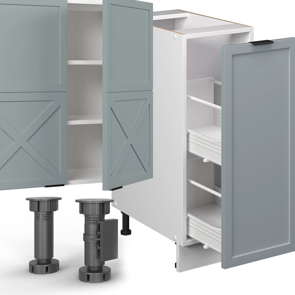 Cucina componibile Fame-Line Blu-grigio chiaro/Bianco 280 cm senza piano di lavoro Vicco