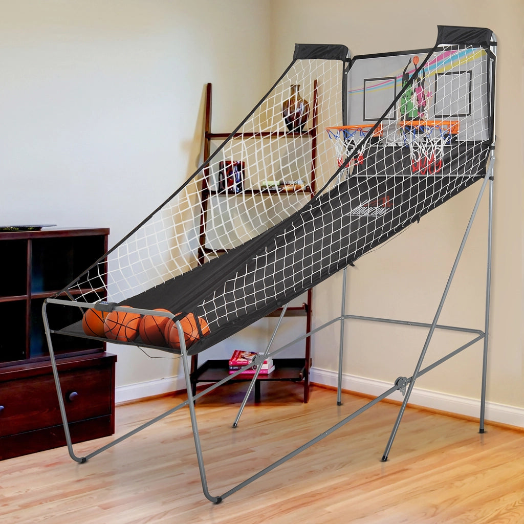 Canestro da Basket Pieghevole ¨C zephmum ¨C Grigio, Acciaio, 205x110x205 cm