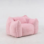 Poltrona pouf ergonomica in pelliccia sintetica - per soggiorno e camera - rosa