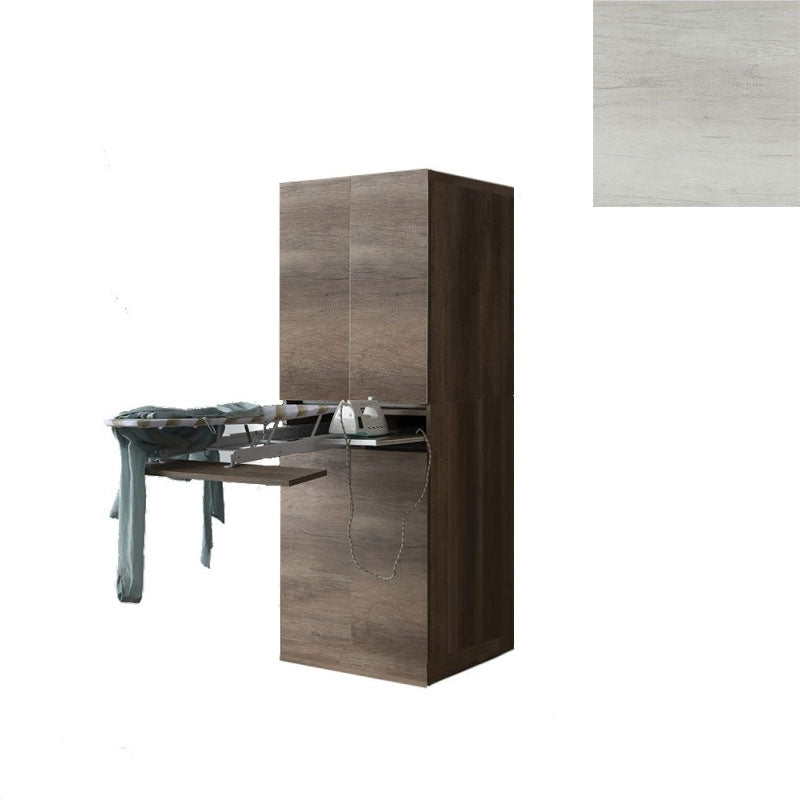 Mobile Lavanderia a Colonna per Lavatrice o Asciugatrice con Asse da Stiro e Ante 70x70x192A cm in Nobilitato Unika Olmo