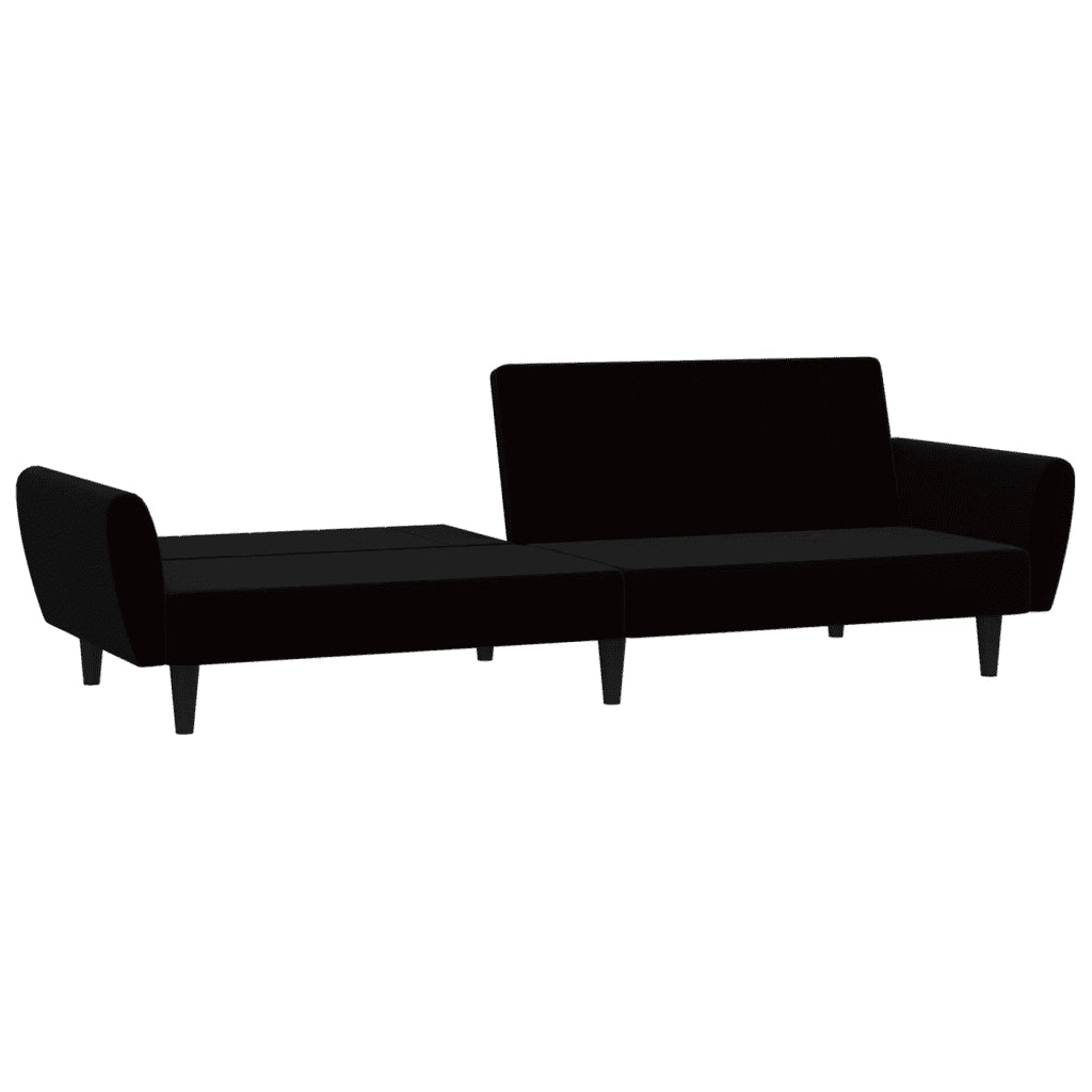 Divano Letto a 2 Posti Nero in Velluto 375863