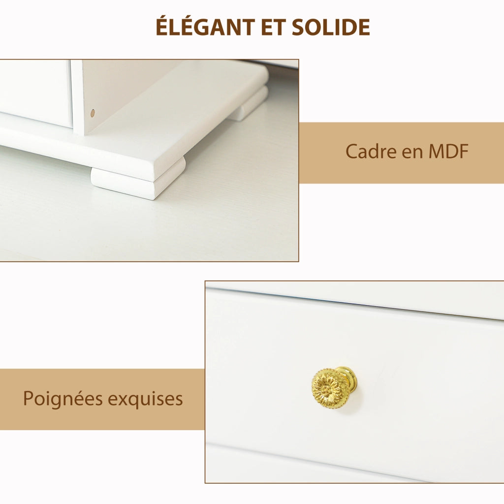 Portagioie 4 Livelli con Specchio e Cassetti ¨C Xylo ¨C Legno Bianco 26,5x16x33,5 cm