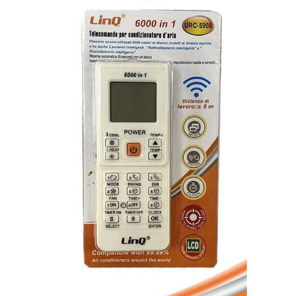 Trade Shop - Telecomando Universale Compatibile Per Condizionatori D'aria 6000 In 1 Urc-5908 -