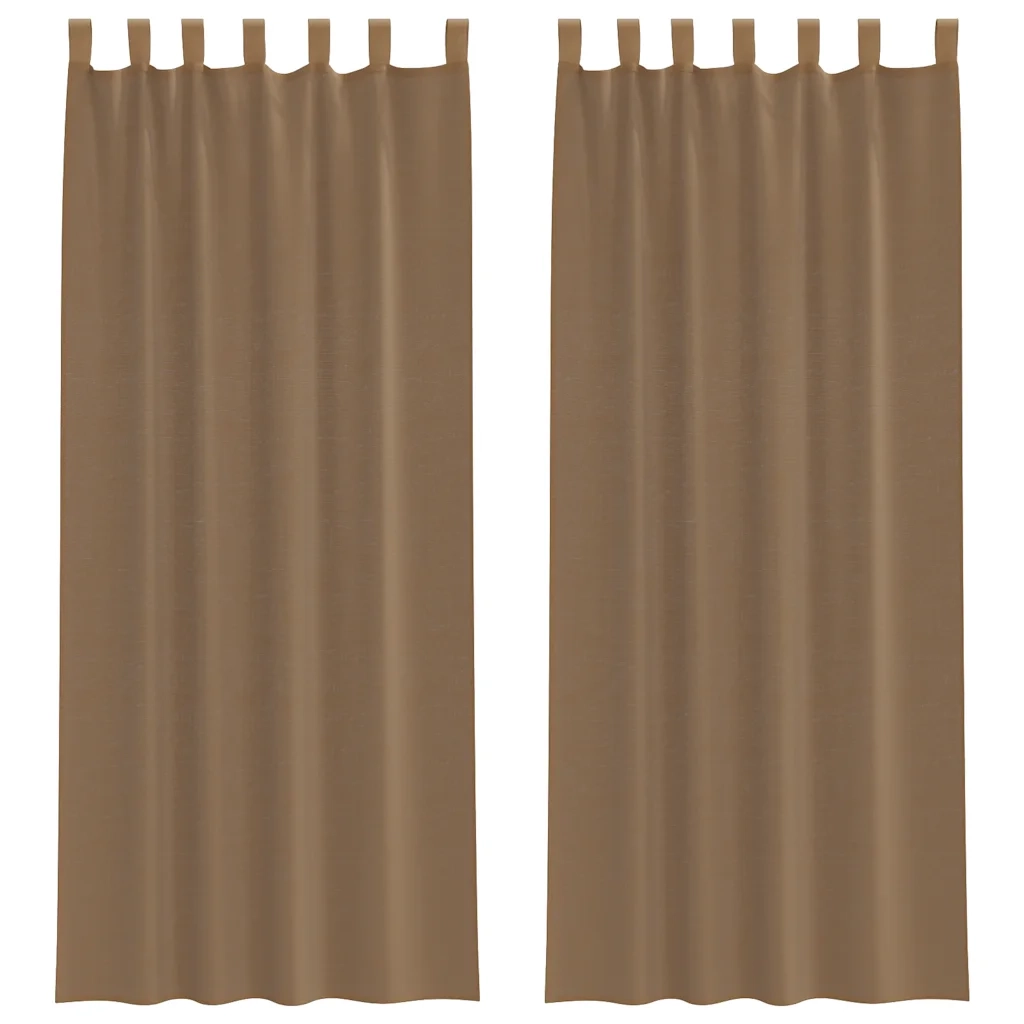 Tende in Voile con Passanti 2 pz Marrone Chiaro 140x260 cm