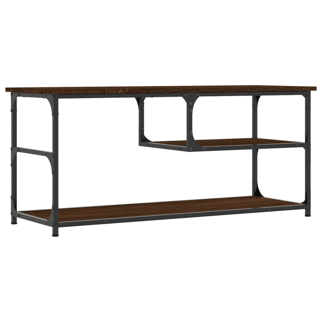 Mobile TV multimediale mensola per TV credenza per TV sala da pranzo soggiorno camera da letto rovere 103 x 38 x 46,5 cm legno ingegnerizzato e acciaio marrone 02_0027147