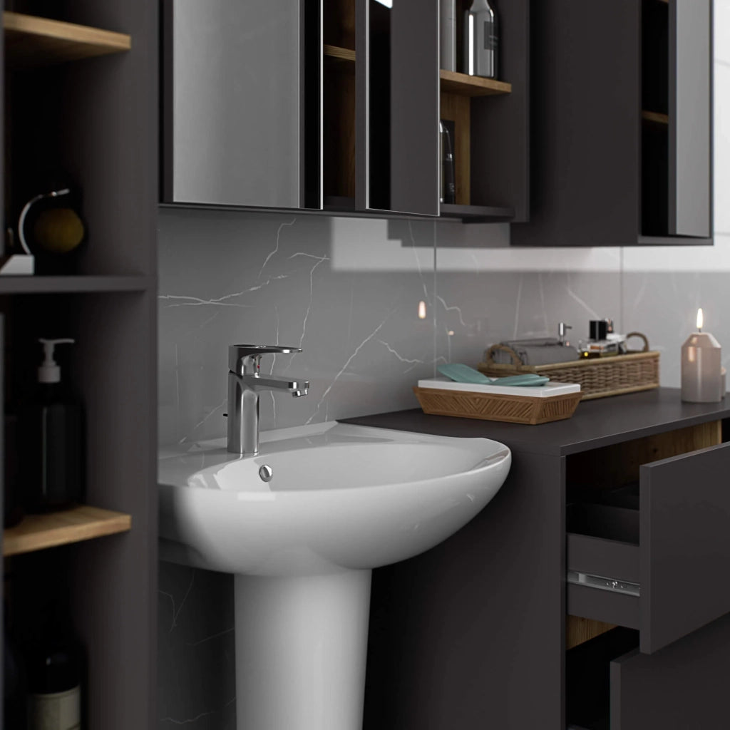 Mobile bagno sospeso senza lavabo VAMI Grigio Grafite, Rovere Artisan 90 cm 2 cassetti 90x45,5x60 cm