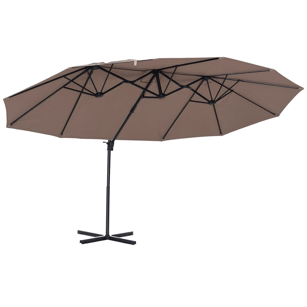 Ombrellone da Giardino Inclinabile ¨C zephmum ¨C Marrone, Poliestere, 4.45x2.7x2.6 m