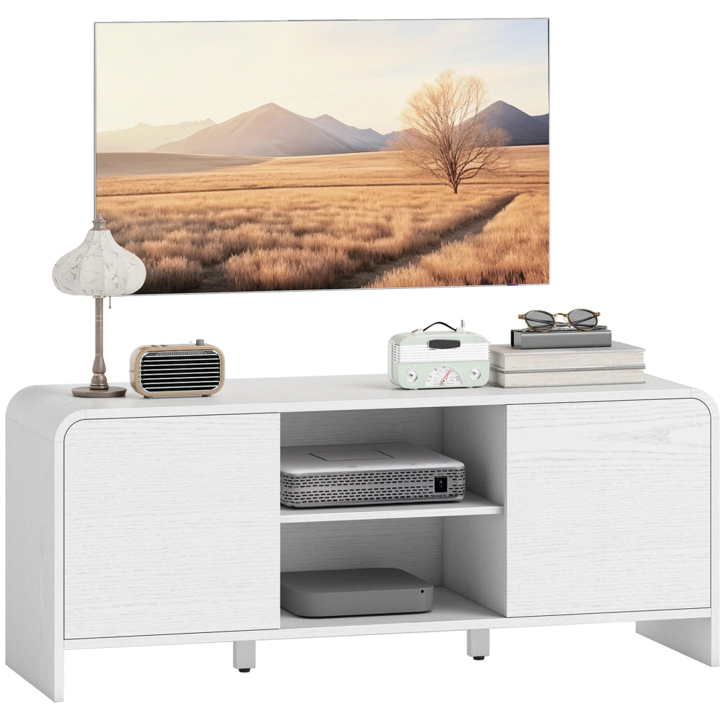 Mobile TV per televisori fino a 55 pollici ¨C Minimal ¨C 2 ante, ripiano regolabile, bianco, 110x35x45cm
