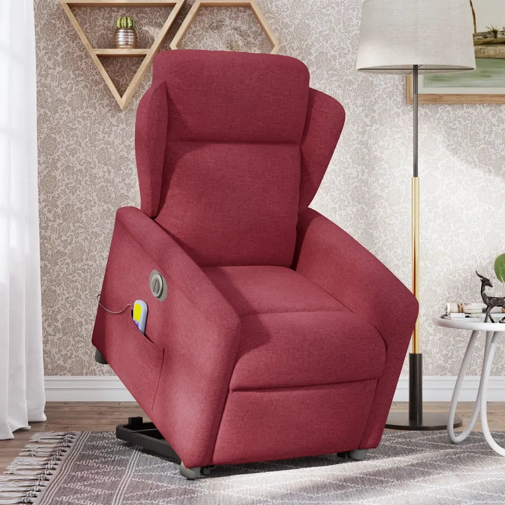Poltrona Alzapersona Massaggiante Elettrica Rosso Vino Tessuto 3303167