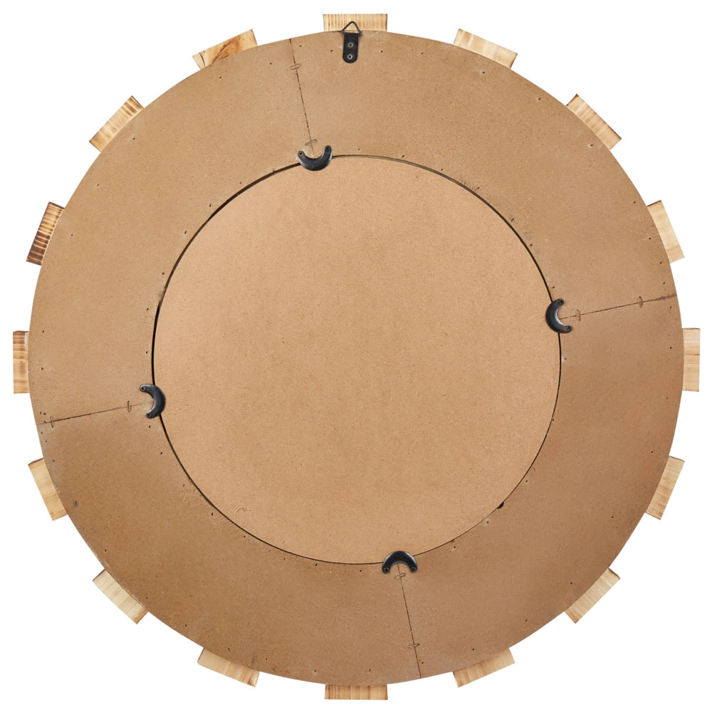 Specchio  parete  legno chiaro MDF impiallacciato 66 cm Rotondo Decorativo Fatto  mano Stile rustico