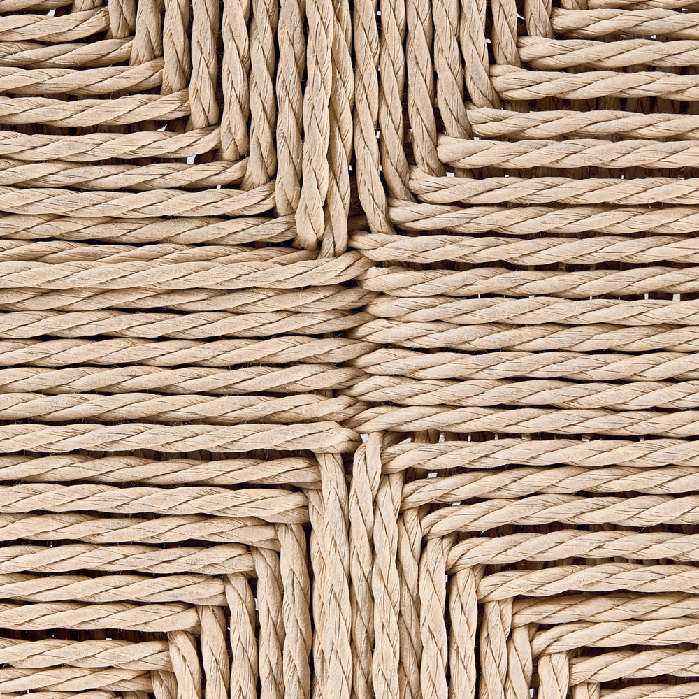 Set di 2 sedie da pranzo con struttura in legno di gomma e sedili in corda di carta in stile retrò Sala da pranzo marrone scuro e beige