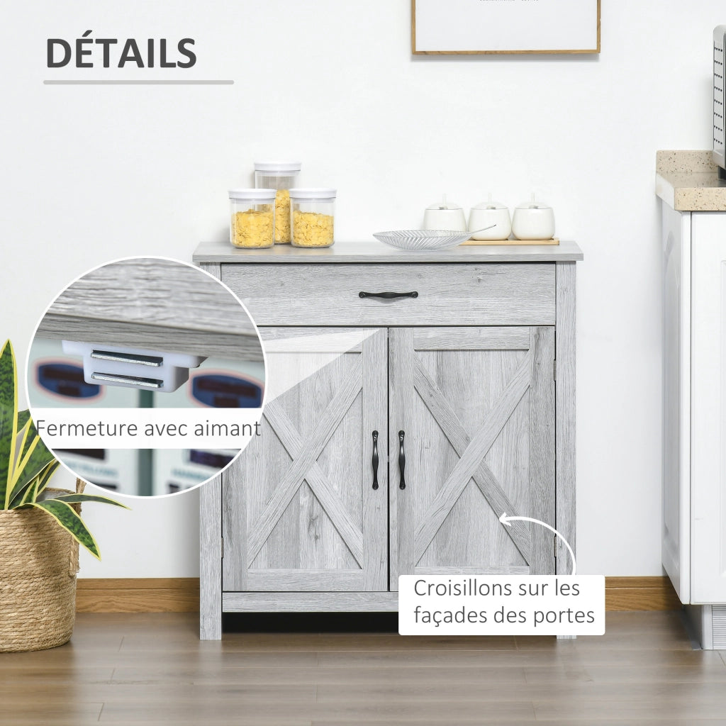 Credenza con cassetto e ante ¨C Xylo ¨C Legno grigio chiaro 80x39,7x80cm