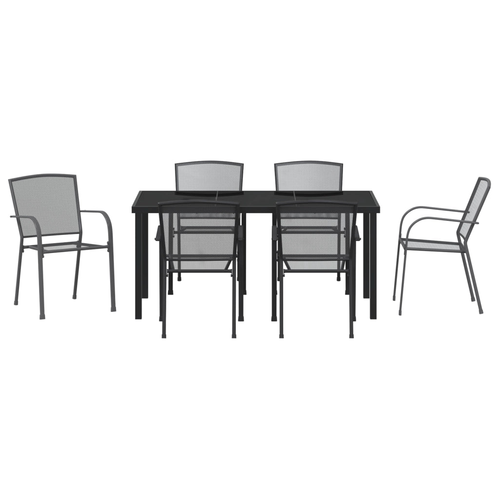 Set da Pranzo da Giardino 7 Pezzi Antracite Acciaio