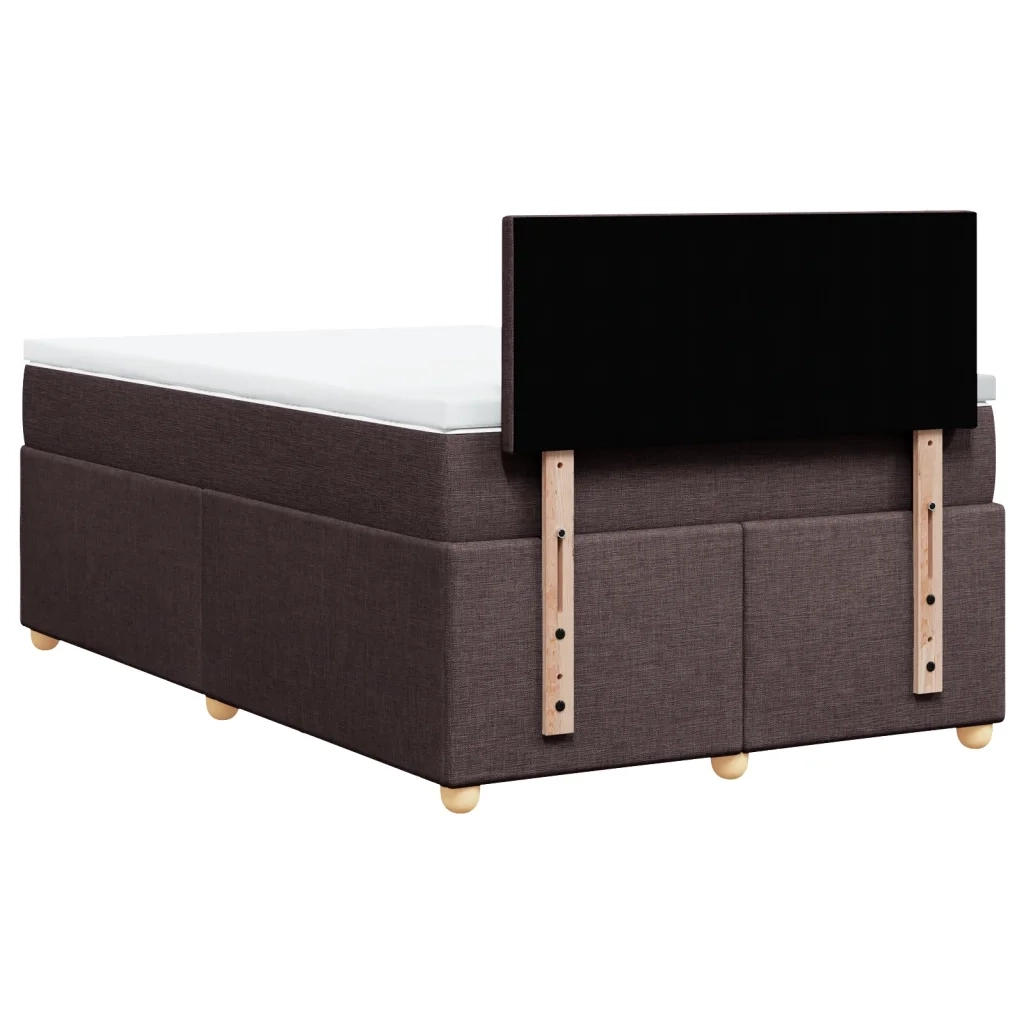 Giroletto a Molle con Materasso Marrone Scuro 120x200cm Tessuto