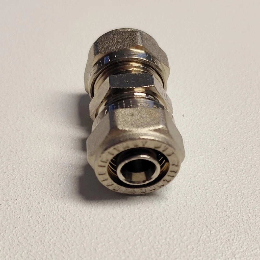Raccordo 16x16mm diritto doppio manicotto a stringere per tubo multistrato