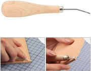Strumento per lavorare il cuoio 3 mm - Manico in legno di betulla - Punta di diamante - Acciaio duraturo - Progettazione precisa - Forma appuntita