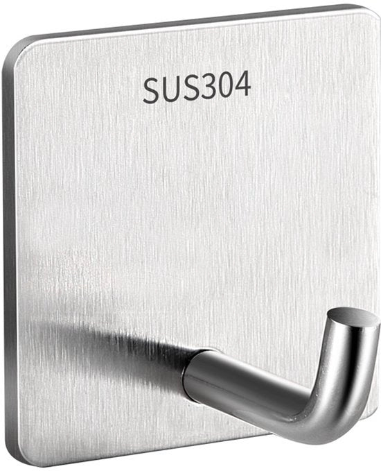 Haken ades per 10 per muro per abbigliamento, bagno e asciugamani (colore: argento) senza fori.