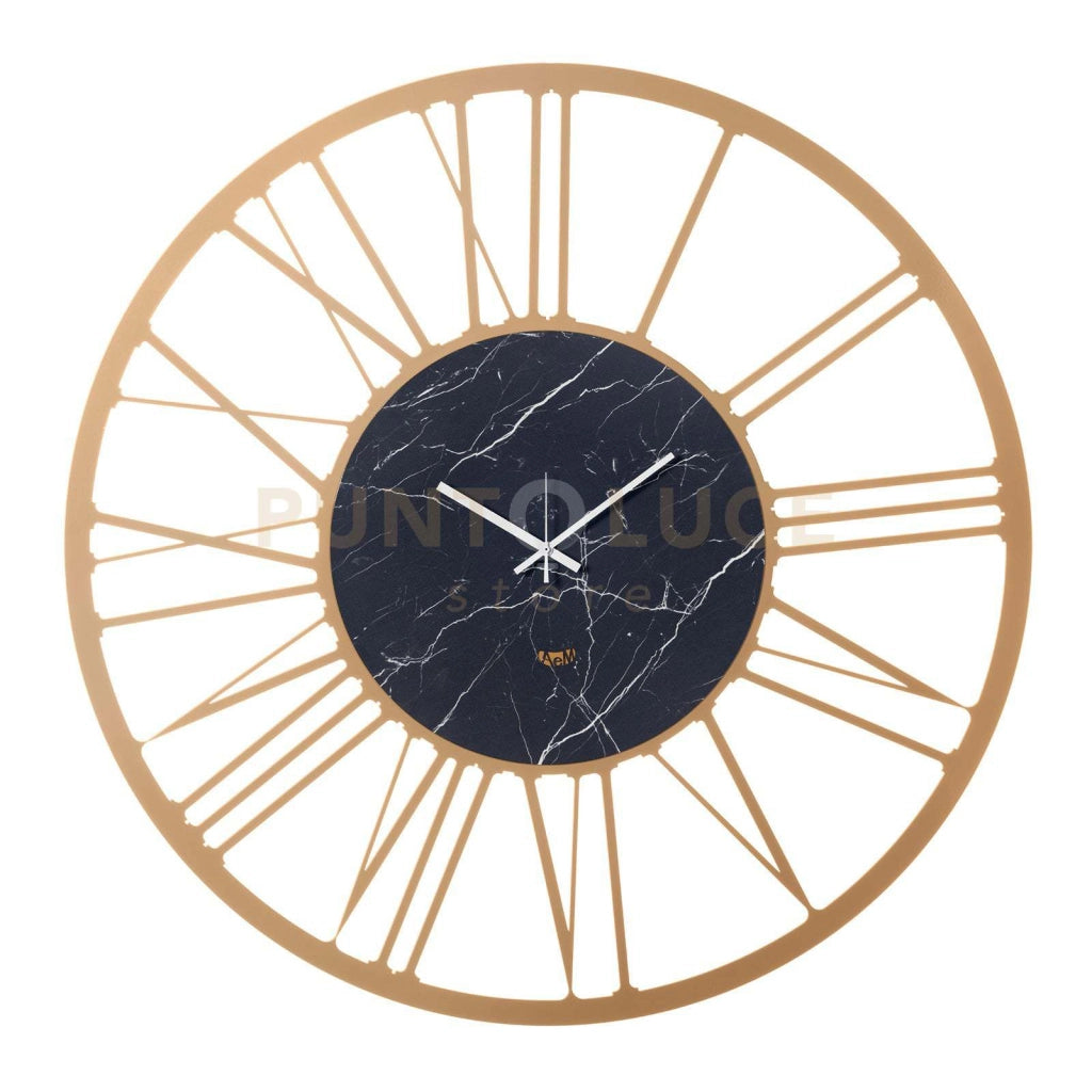 Orologio da parete design Big 90 Oro laccato e marmo nero