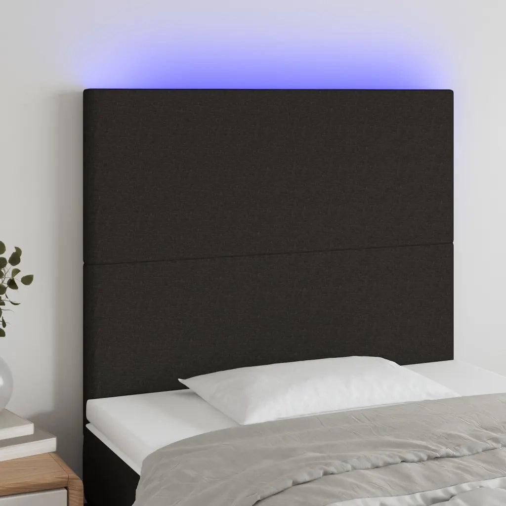 Testiera | Testata a LED Nera 100x5x118/128 cm in Tessuto
