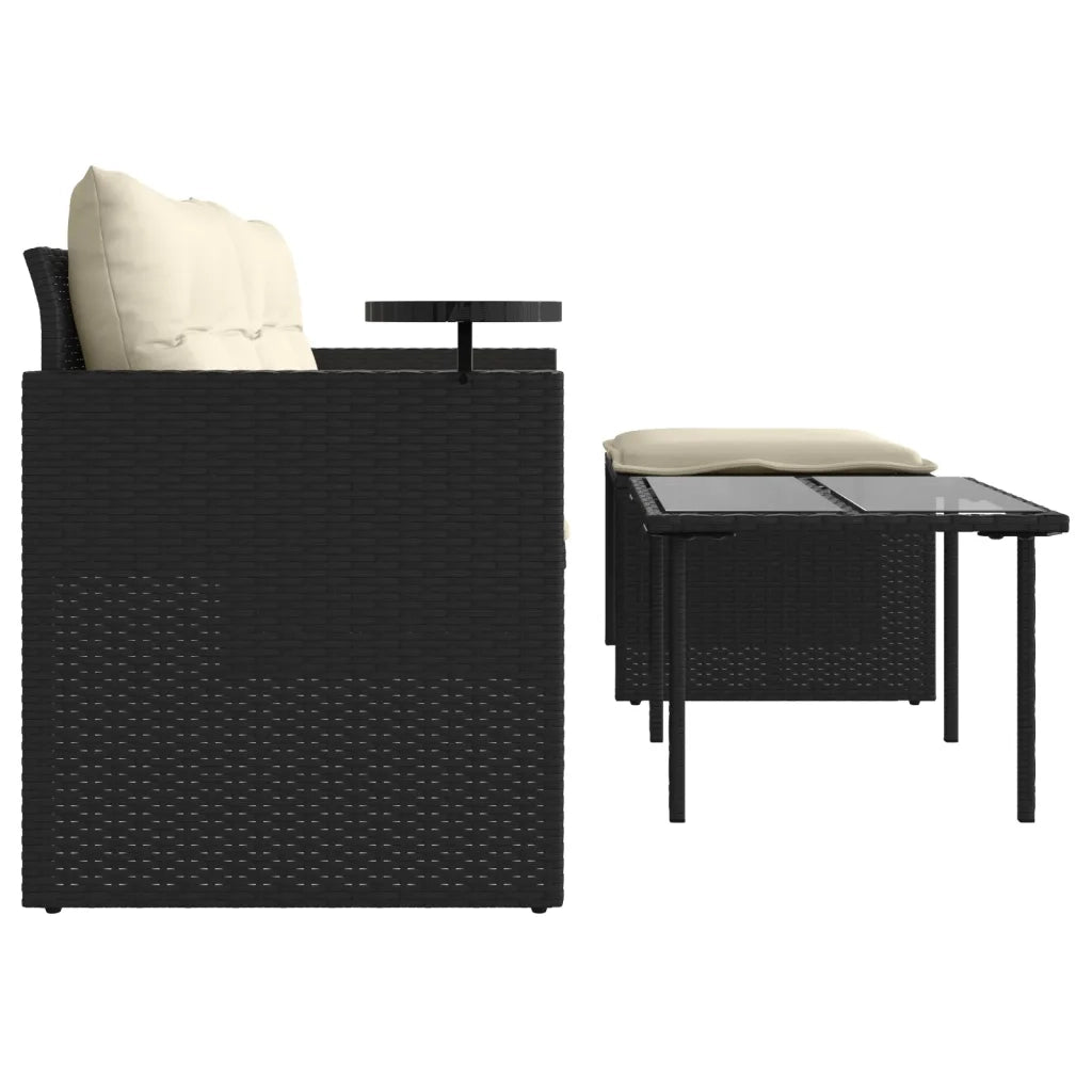 Set Divani da Giardino 3 pz con Cuscini in Polyrattan Nero 365457