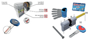 SECUREMME EVOK1 CILINDRO MM.80(30X50) CROMO SATINATO X POMOL